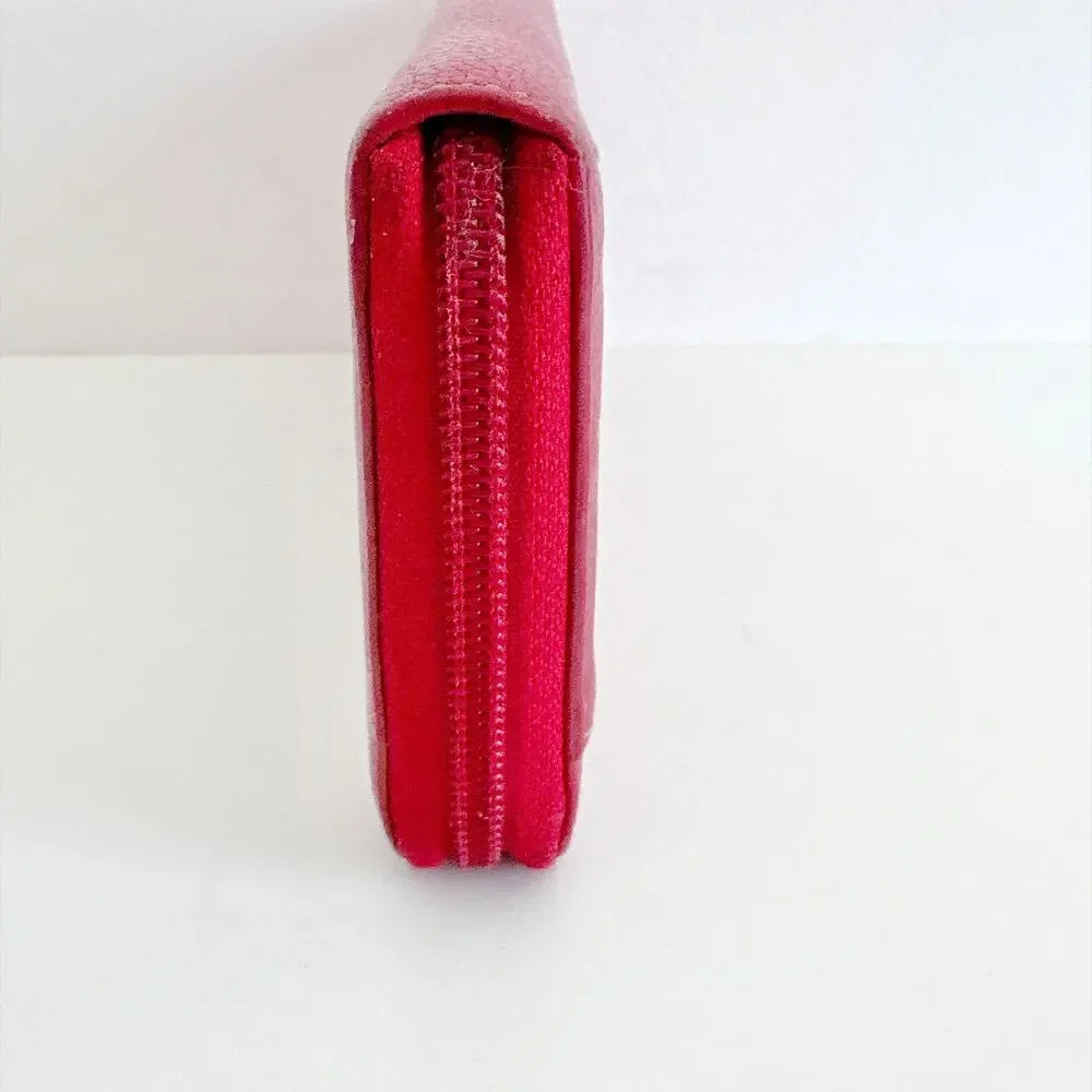 LEVENGER RED LEATHER ZIP-AROUND ACCORDION CONTINENTAL WALLET